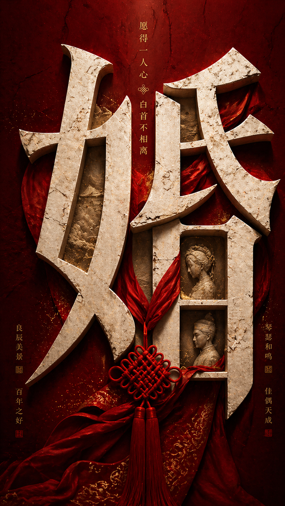 中式婚礼氛围字体设计