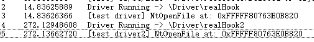 驱动运行输出显示NtOpenFile地址