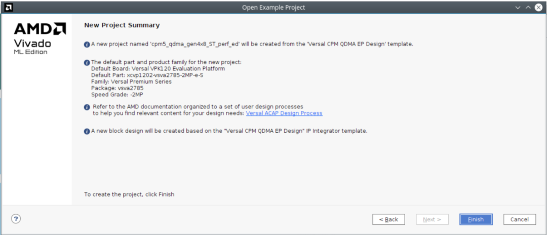 新建项目摘要界面