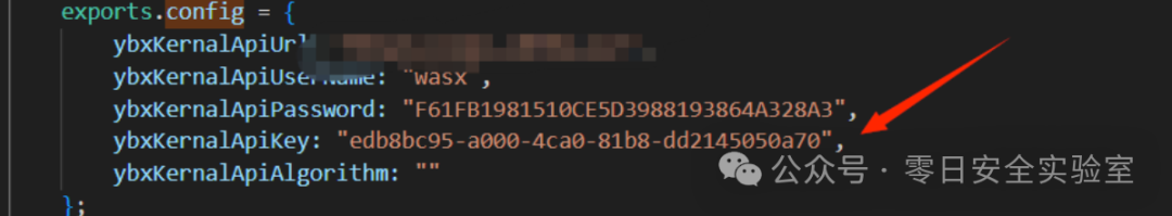 配置文件中发现API密钥