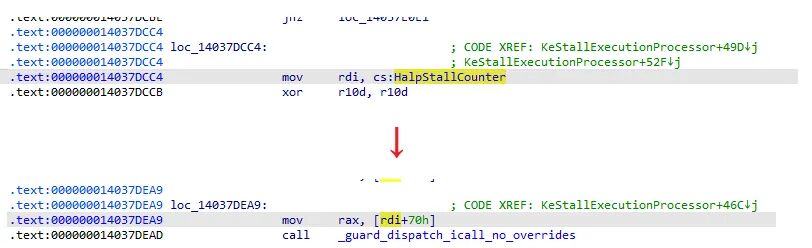 KeStallExecutionProcessor 中 HalpStallCounter 指针
