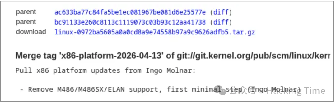 Git提交截图，显示移除M486支持的合并信息