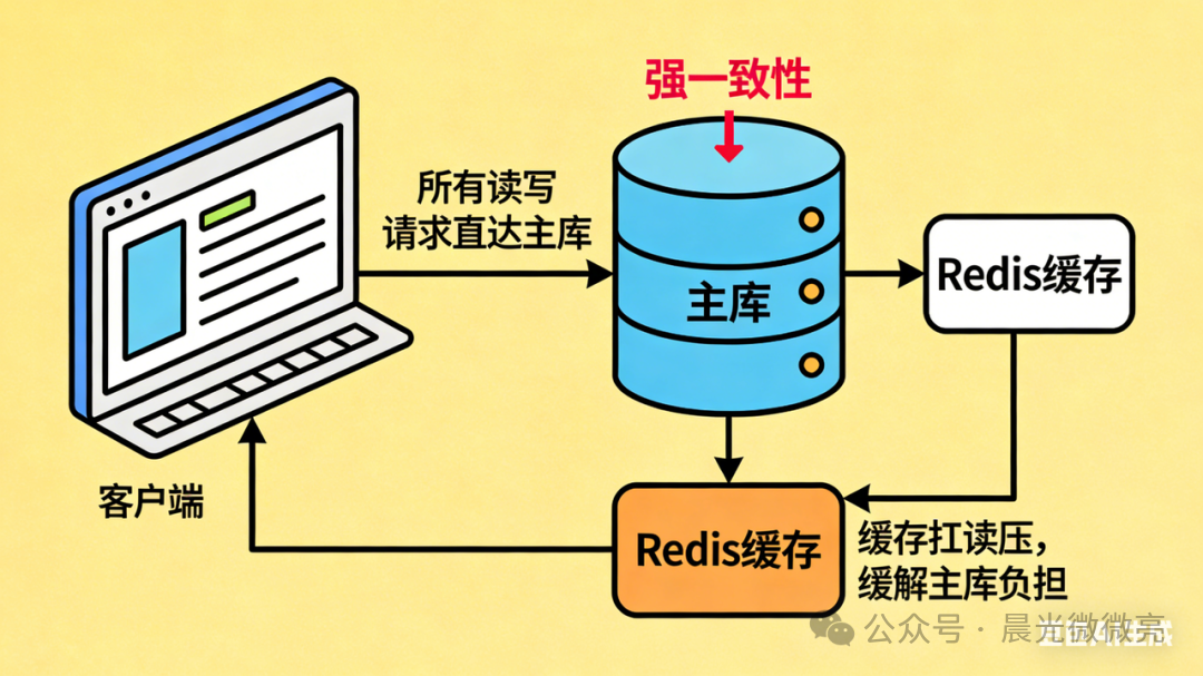 强制读主结合缓存架构图