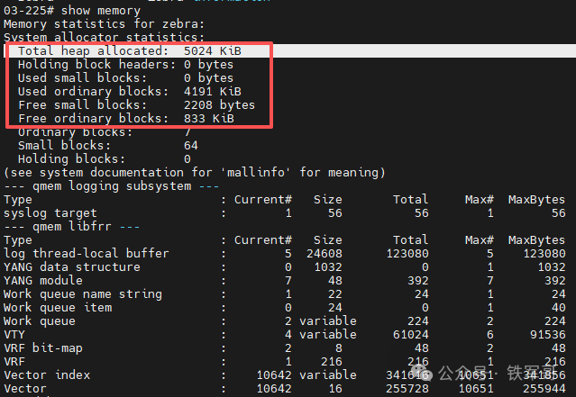 查看FRR内存占用