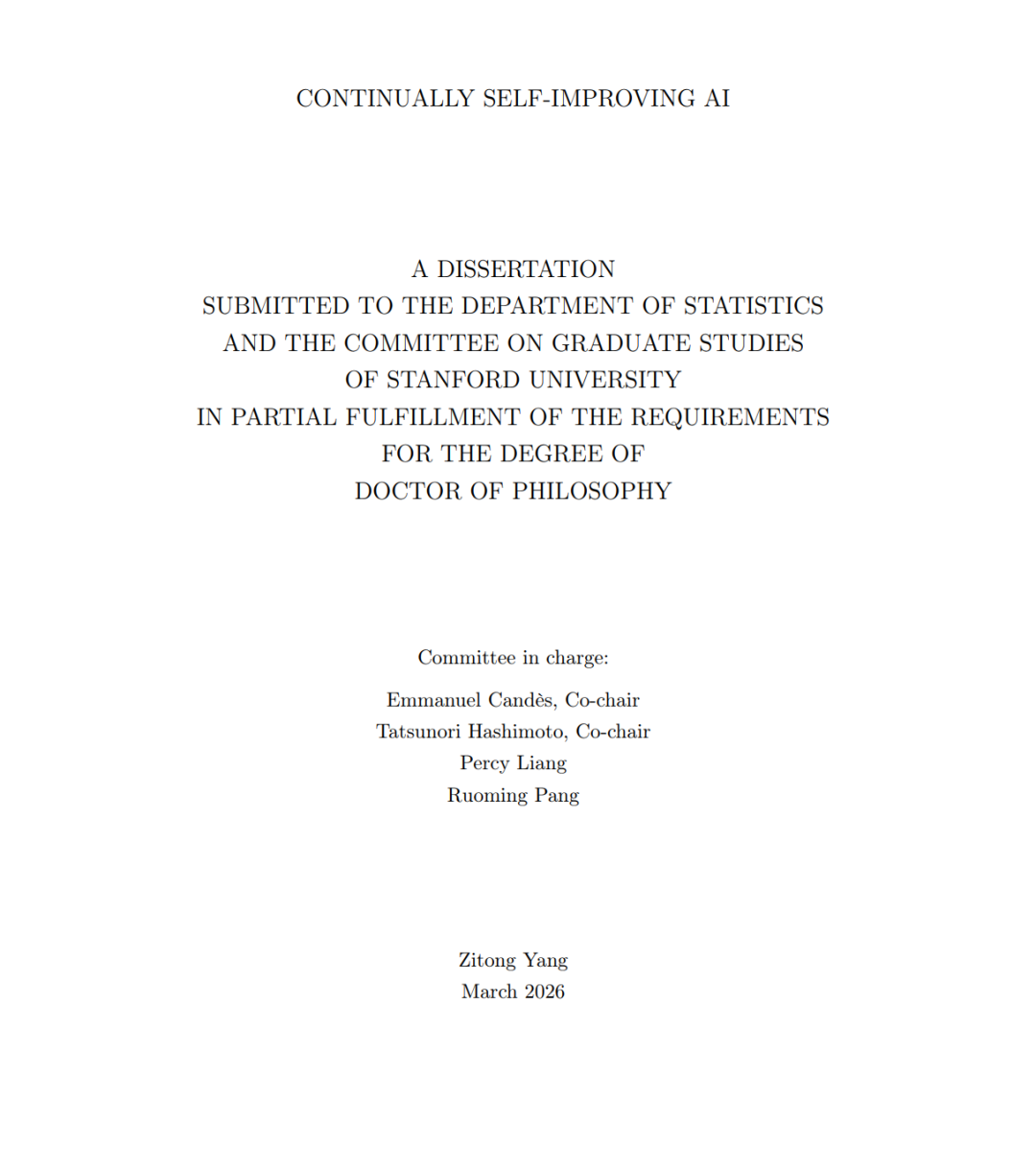 斯坦福博士论文《持续自我改进的人工智能》封面
