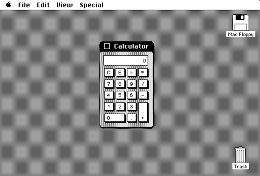 早期Macintosh系统自带的计算器界面
