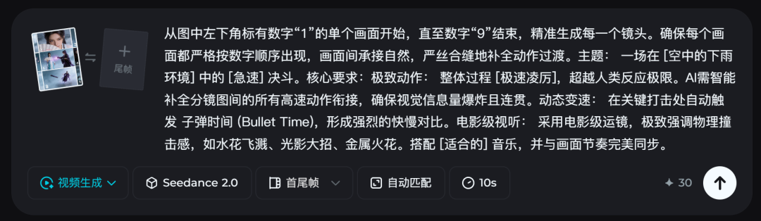 Seedance 2.0视频生成界面示例