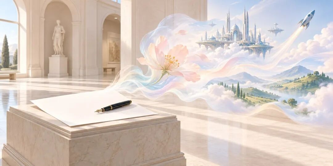 可能性博物馆概念图:白纸上飘出各种未来