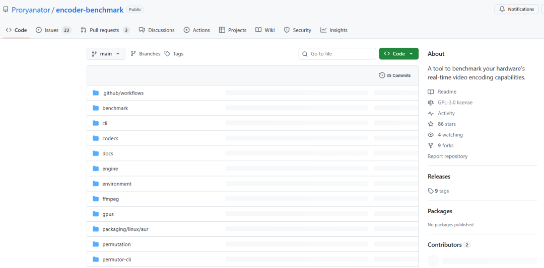 encoder-benchmark工具界面