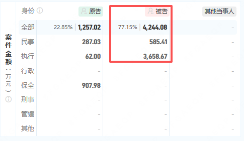 龙渊作为被告的案件涉案金额统计表