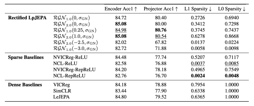 ImageNet-100 实验结果