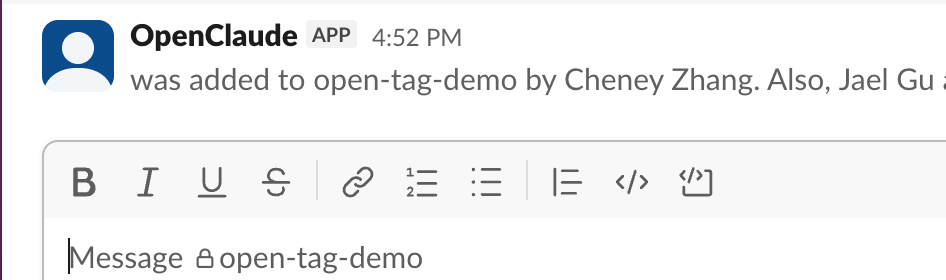 OpenClaude加入频道的通知