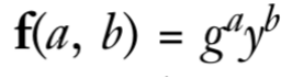 双变量函数定义 f(a,b)=g^a * y^b