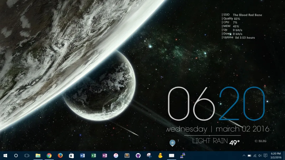 Rainmeter 桌面监控皮肤：显示系统资源与网络信息