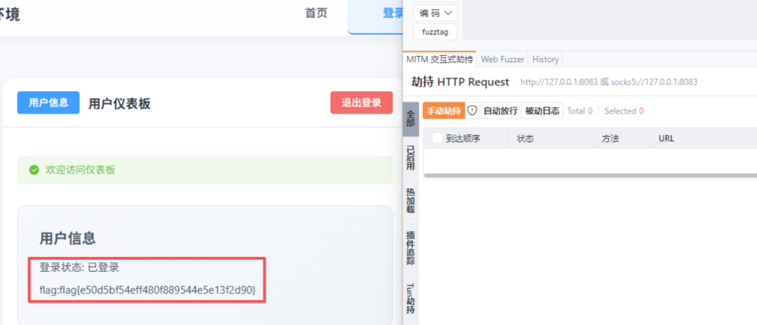 Burp Suite与用户仪表盘flag绕过查看
