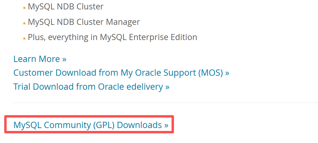 MySQL下载页面最下方的社区版入口