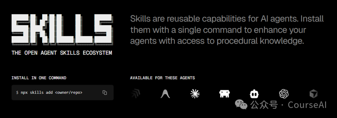 skills.sh 平台介绍:开源AI Agent技能生态系统,支持一键安装