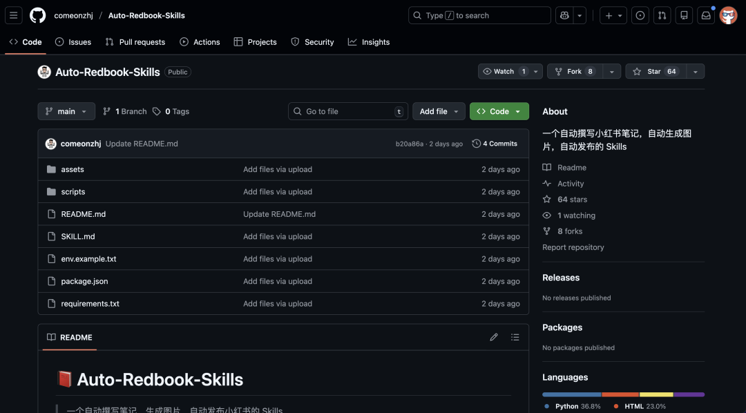 Auto-Redbook-Skills项目GitHub仓库页面