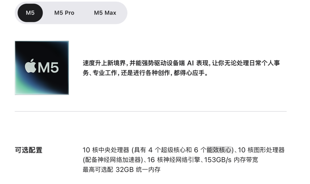 M5芯片基础规格