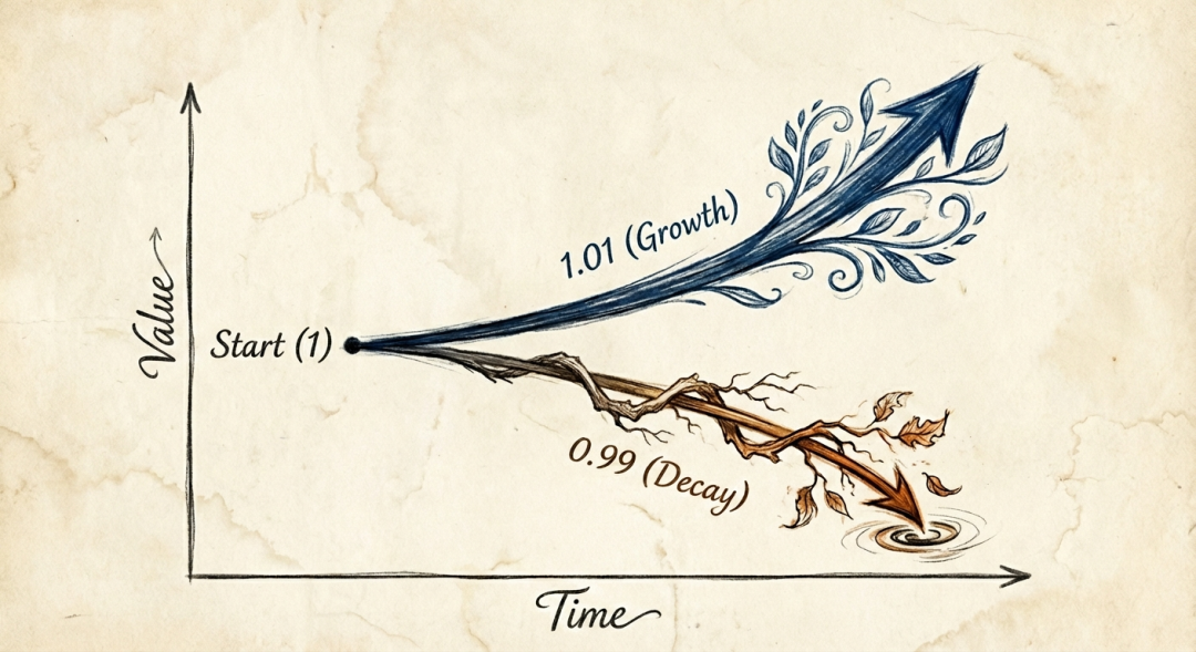 描述增长与衰减的示意图