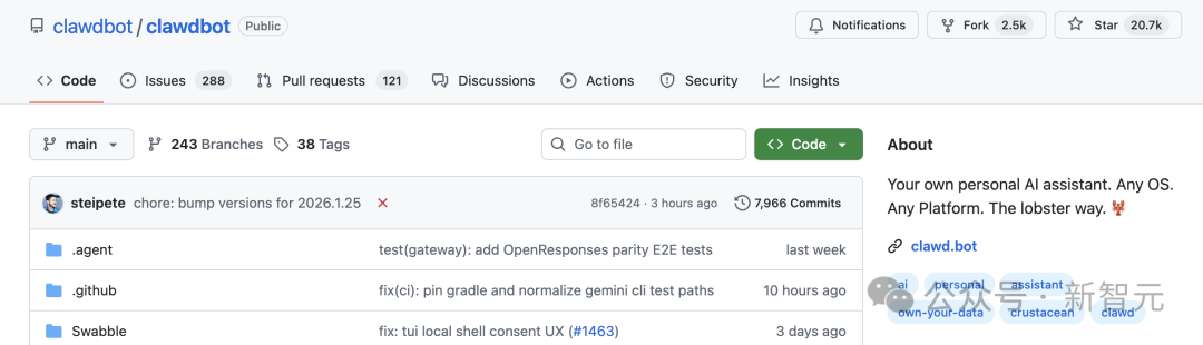 Clawdbot GitHub仓库页面截图