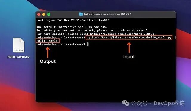 Mac 终端中运行 Python 脚本截图