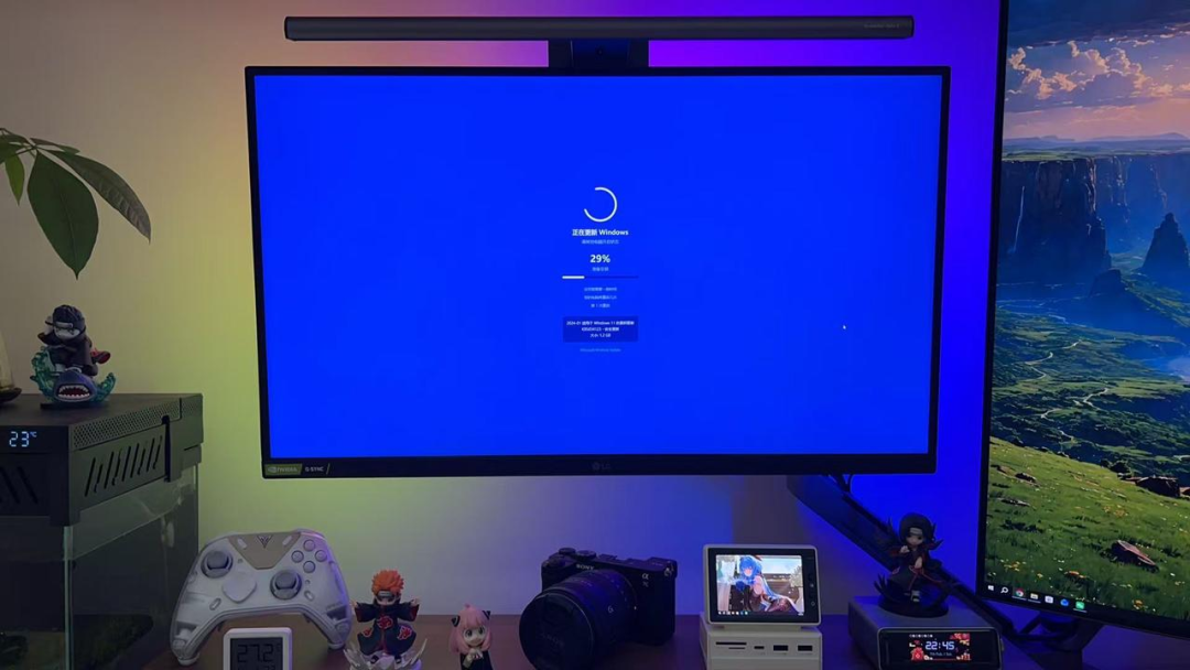 模拟Windows系统更新界面，进度29%