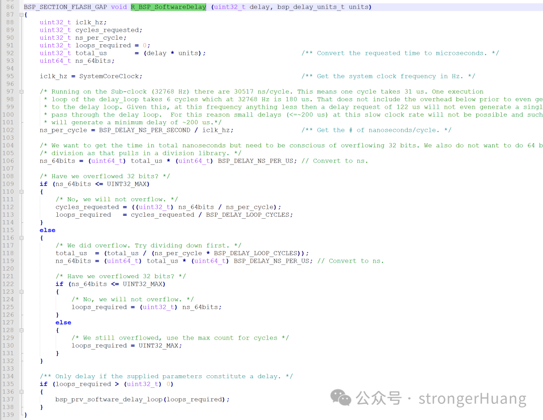 R_BSP_SoftwareDelay函数底层实现代码