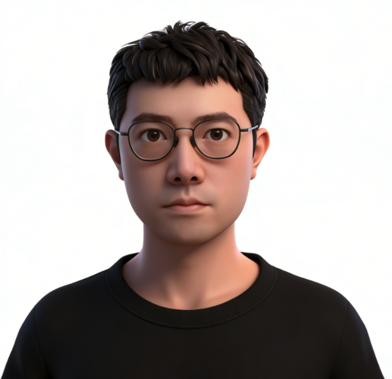 戴着黑框眼镜的3D卡通男性形象