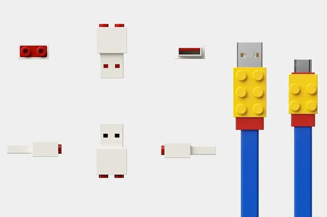 乐高风格USB数据线组件展示