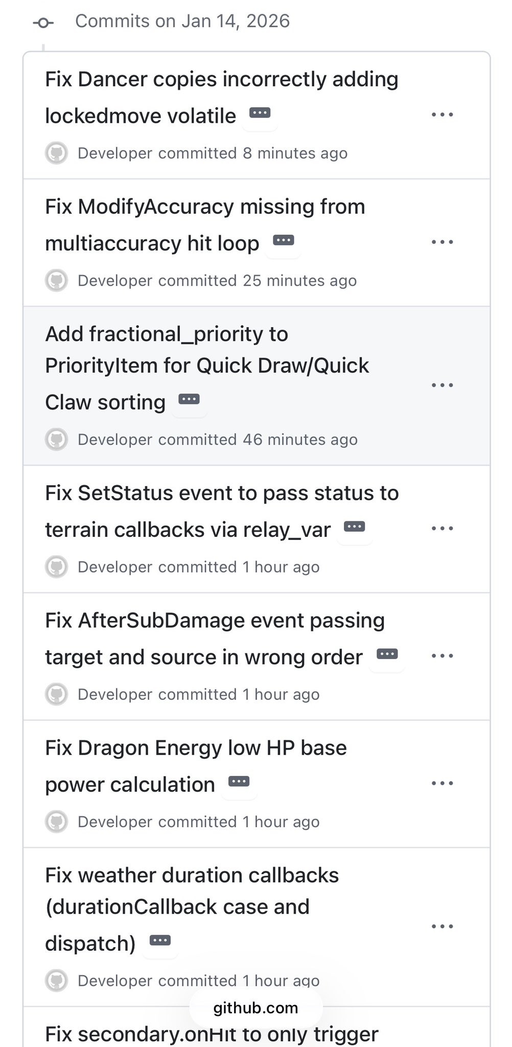 GitHub提交记录截图