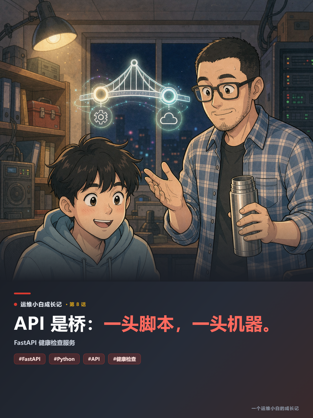 运维小白成长记封面:API是桥,一头脚本一头机器