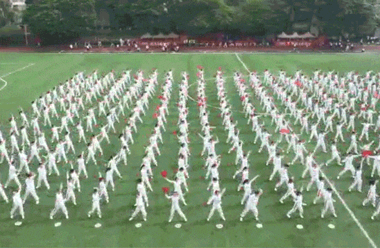 团体操表演队形，象征松散、独立模块