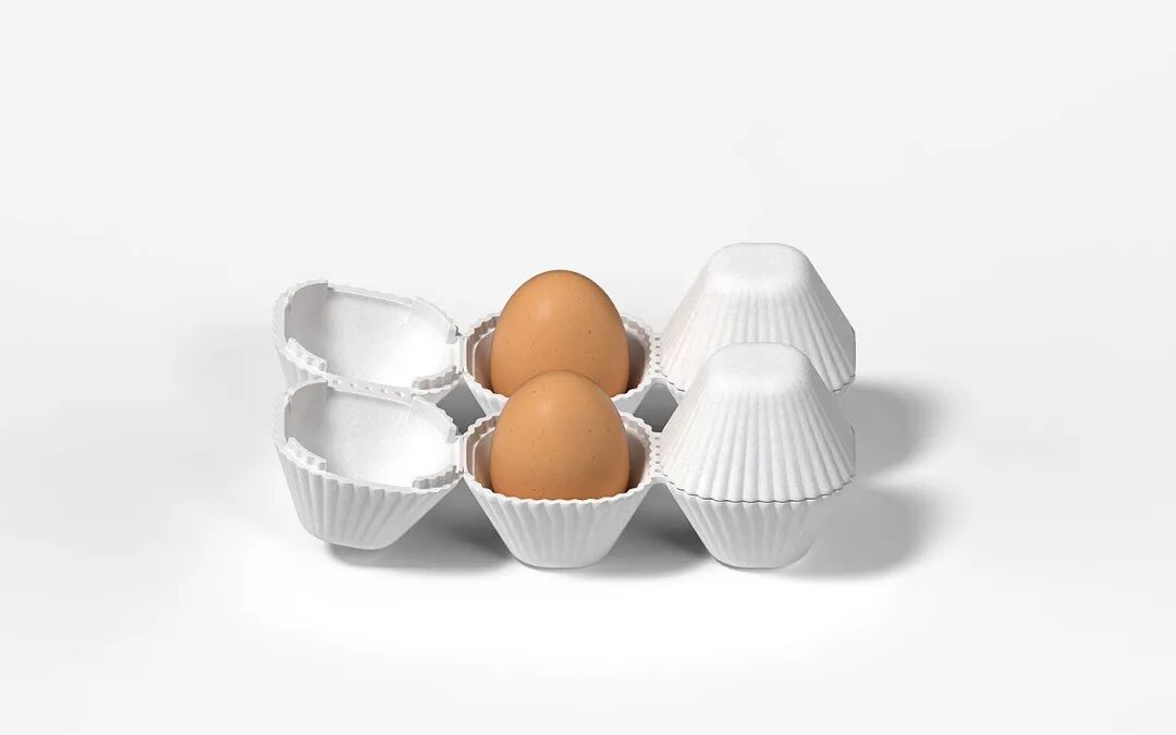 设计成纸杯蛋糕模具样式的白色蛋托展示