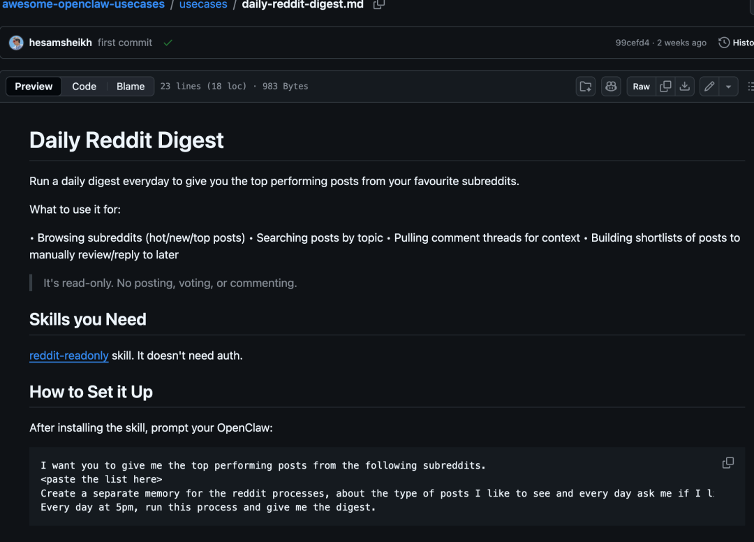 Daily Reddit Digest 用例 Markdown 文件内容