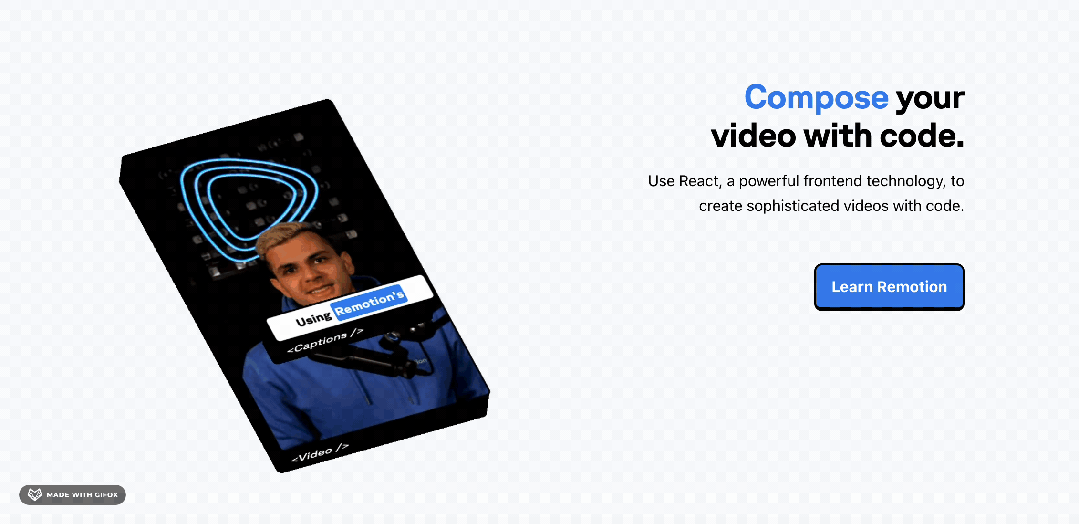 Remotion官方宣传图：使用代码创作视频