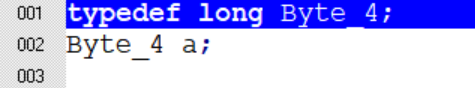 typedef示例：为long类型定义别名Byte_4