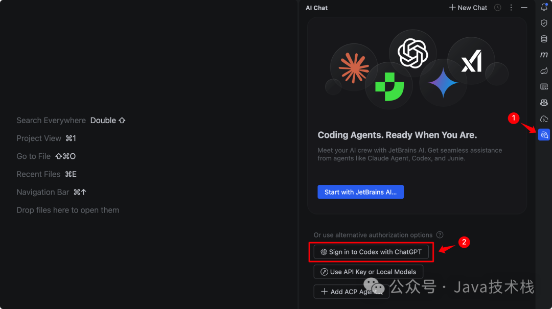 登录 Codex 的入口位置