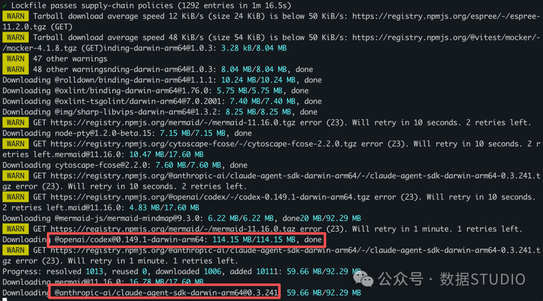 pnpm install 依赖下载日志