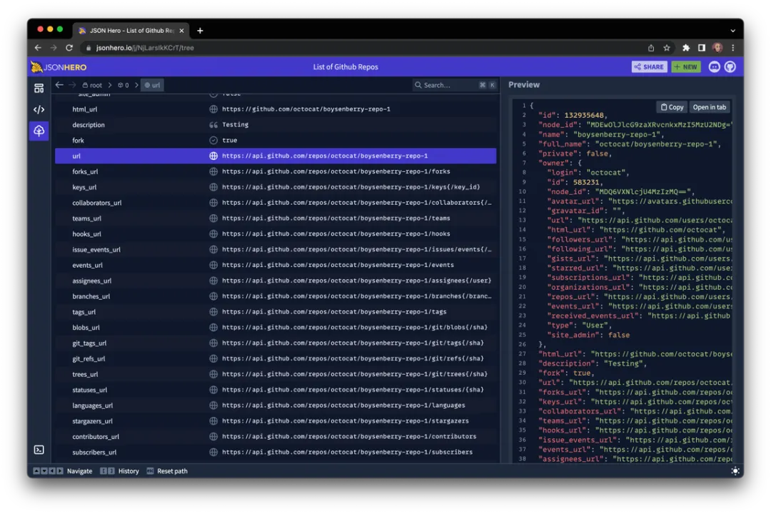 JSON Hero处理并展示指向其他JSON数据的URL