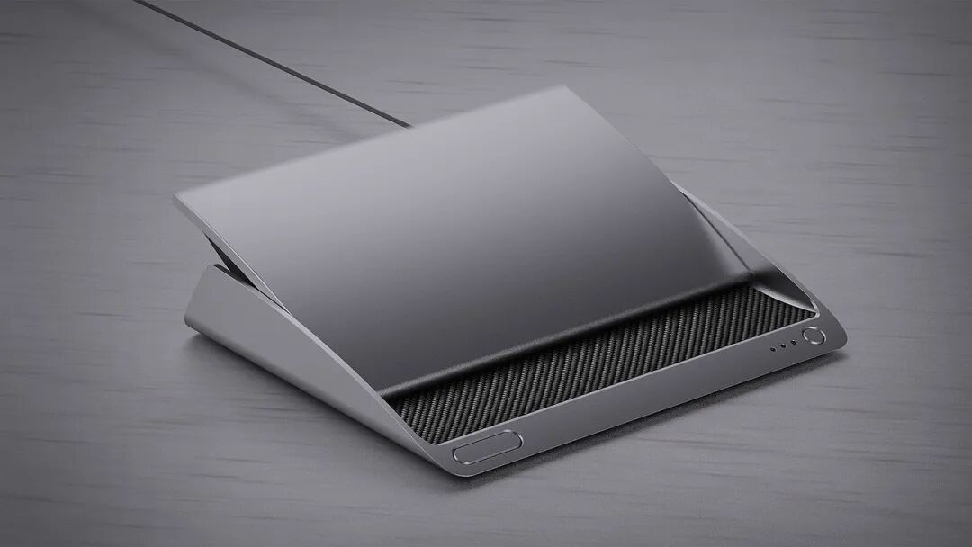 银灰色电子设备斜放展示