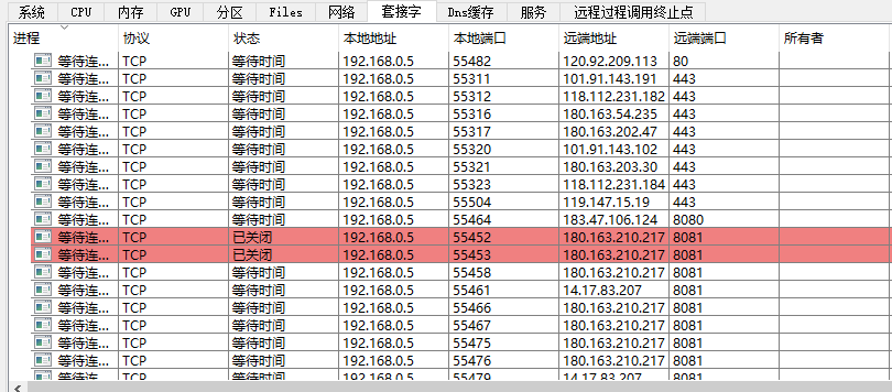 TaskExplorer网络连接监控界面