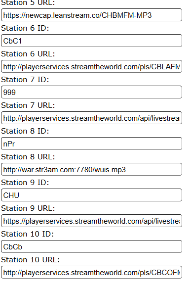 电台URL列表配置示例
