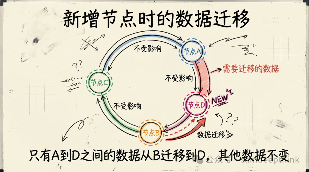 新增节点时的数据迁移示意图