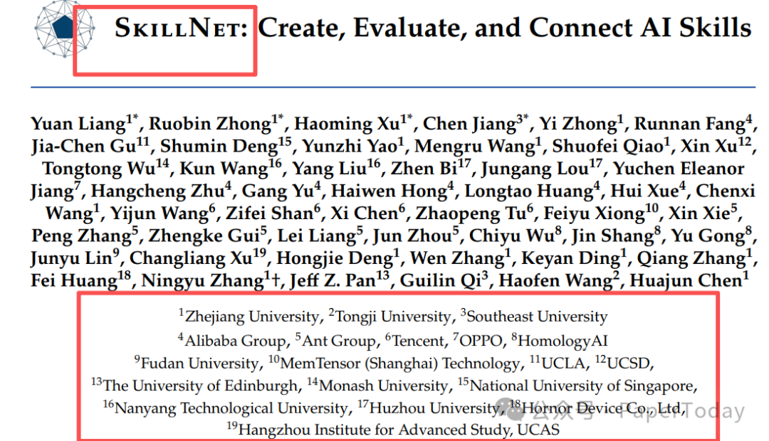 SKILLNET: Create, Evaluate, and Connect AI Skills 论文标题页