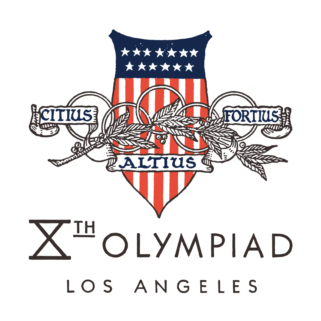 1932年洛杉矶奥运会会徽,结合美国国旗与奥运元素
