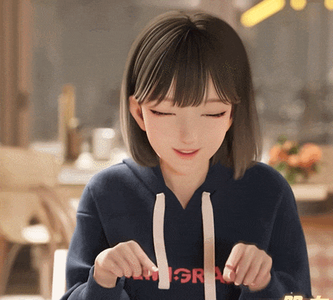 Ria穿UNIGRA卫衣的可爱表情动图