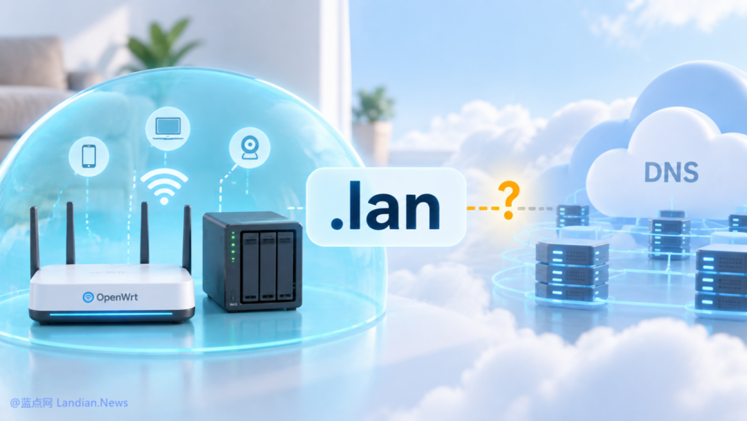 ICANN .lan 域名申请与 OpenWrt 局域网 DNS 解析示意图
