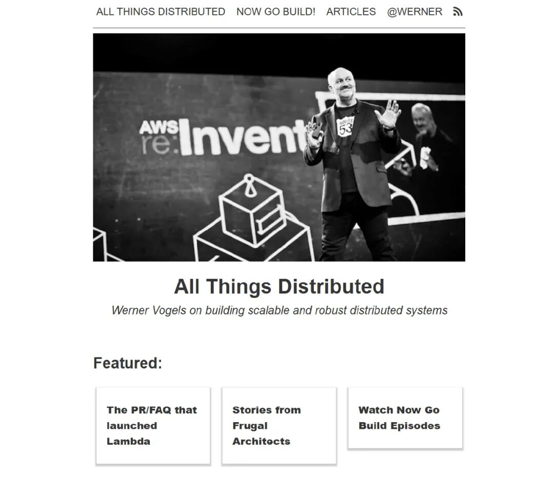Werner Vogels的All Things Distributed博客首页