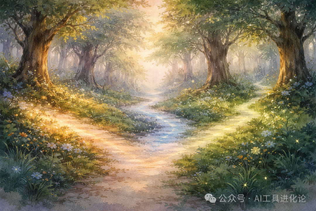 象征开源项目发展路径的森林小径插画